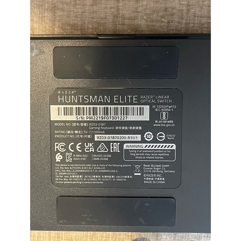 Razer Huntman Black Elite Gamer Keyboard  Rz03-0187‎ - Picture 3 of 14